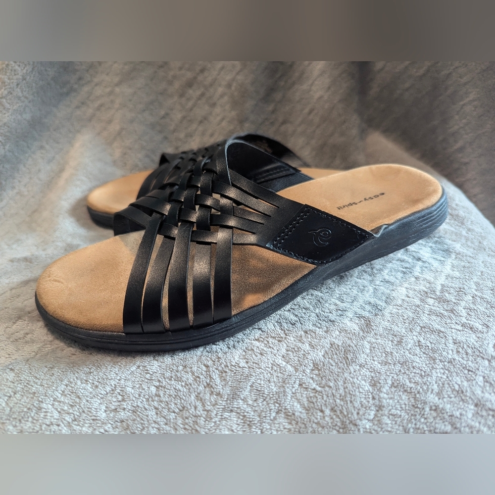 Easy Spirit Black and Tan Slide Sandals